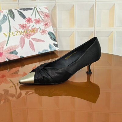 9619/4CM牛皮清仓撤柜断码处理韩版高跟黑色浅口鞋春季浅口气质女