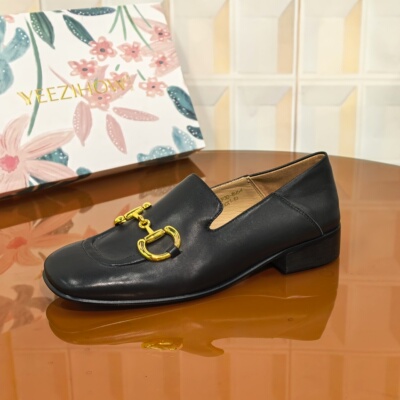 8954/2CM羊皮豆豆鞋断码撤柜清仓处理方头一脚蹬平底鞋女士乐福鞋