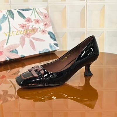 3090/3CM牛漆皮方头吸汗断码撤柜清仓处理胶粘性感细跟高跟鞋夏季