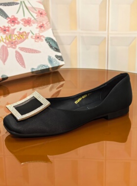 9223/2CM真丝布断码撤柜清仓处理四季低跟方扣浅口瓢鞋女士鞋软底