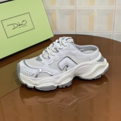 4743/5CM牛皮清仓撤柜断码处理新款春季厚底包头一脚蹬女士外穿女