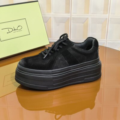 7275/5CM磨砂牛皮清仓撤柜断码处理增高厚底休闲女松糕鞋时尚气质