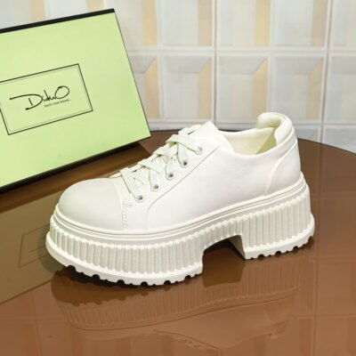 4102/5CM牛皮牛皮清仓撤柜断码处理厚底增高系带圆头休闲女鞋夏季