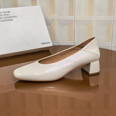 2395/5CM牛皮清仓撤柜断码处理时尚鞋子常规款拼接舒适白色粗跟方