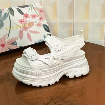 5757/6CM牛皮清仓撤柜断码处理公主风女松糕鞋高跟修面皮软底罗马