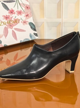 1307黑色/胎牛皮轻职风时尚真皮单鞋法式春季百搭气质皮鞋