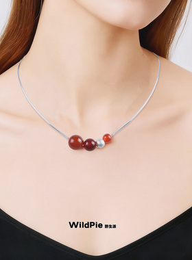 天然红玛瑙吊坠简约项链