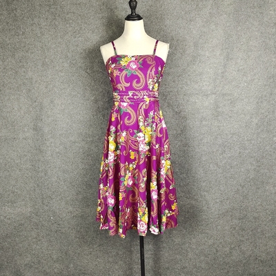 肩带连衣裙民族风手工钉珠纯棉