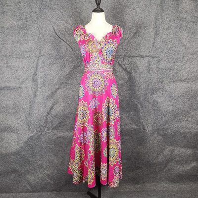 连衣裙长裙泡泡袖大摆手工钉珠