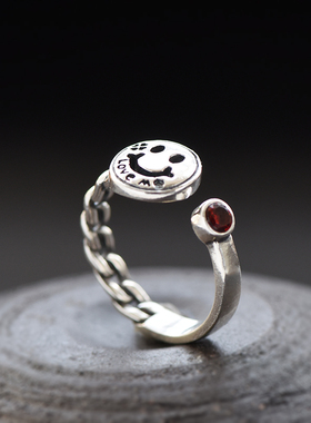 纯银韩国复古开口戒指