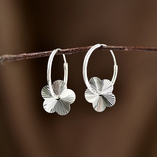 999纯银女个性百搭花朵饰品耳环