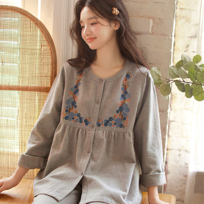 女士纯棉绒布日系简约家居服