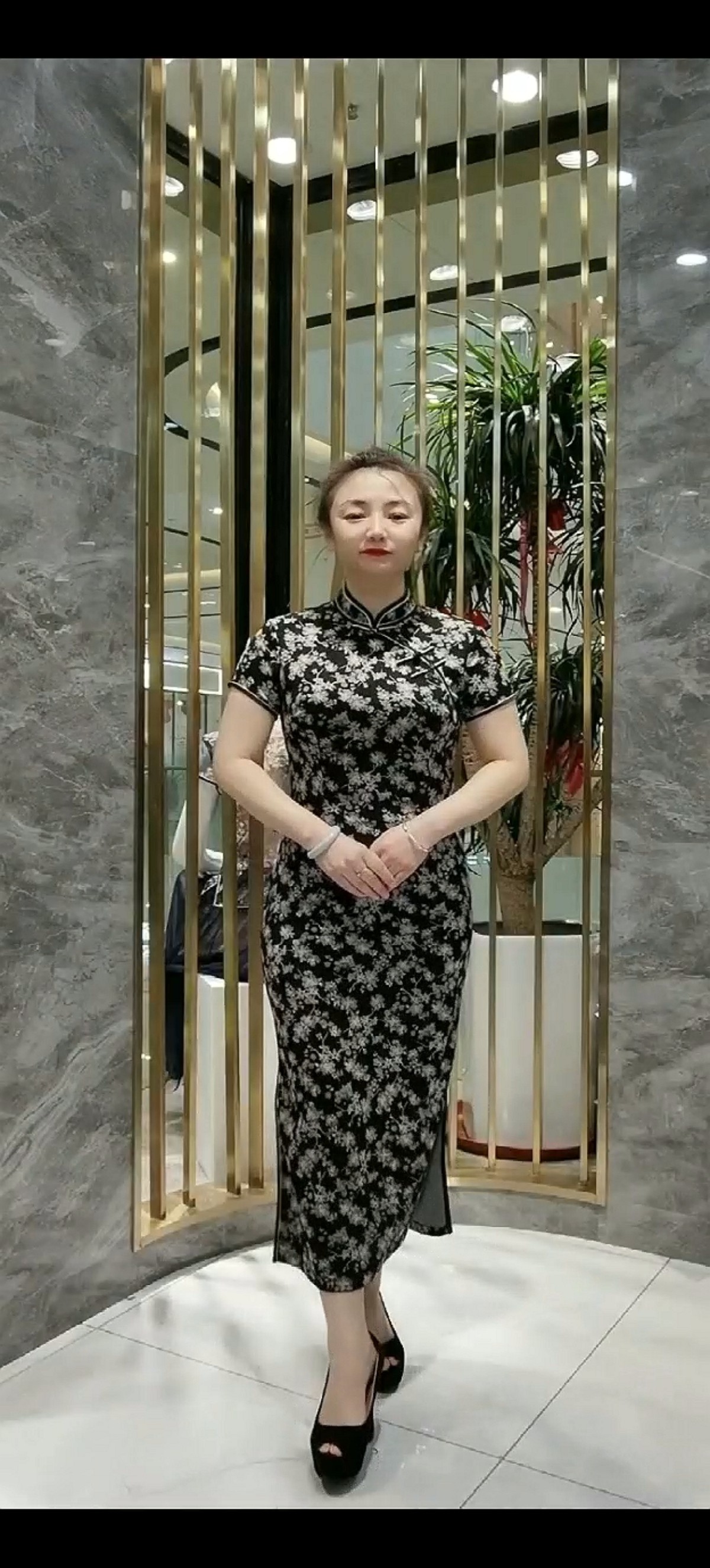 博玺华服夏装短袖旗袍原创日常弹力改良旗袍裙黑色夏季款连衣裙