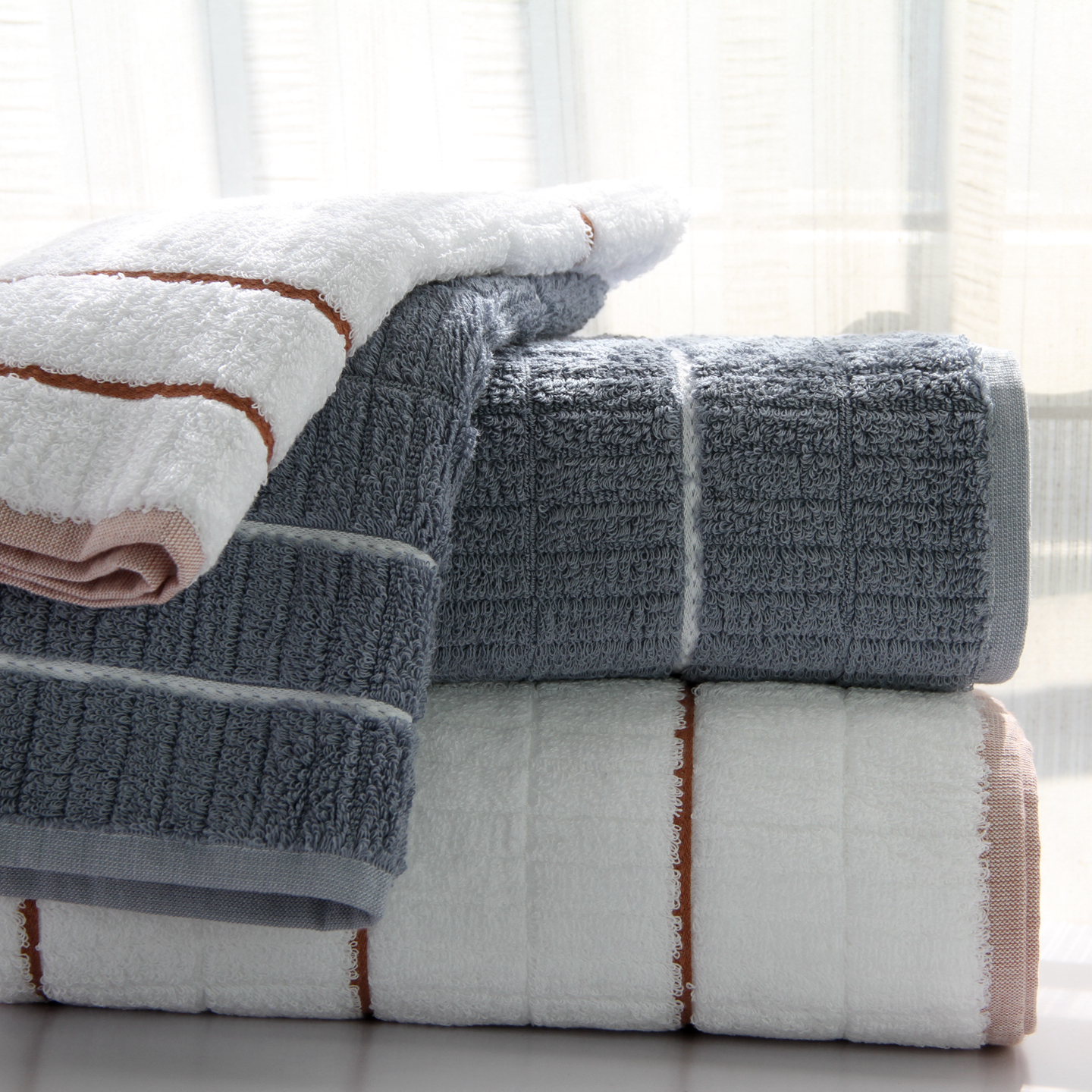 柔软厚实双面毛圈浴巾+毛巾 纯棉白色酒店面巾大人包裹快速吸水