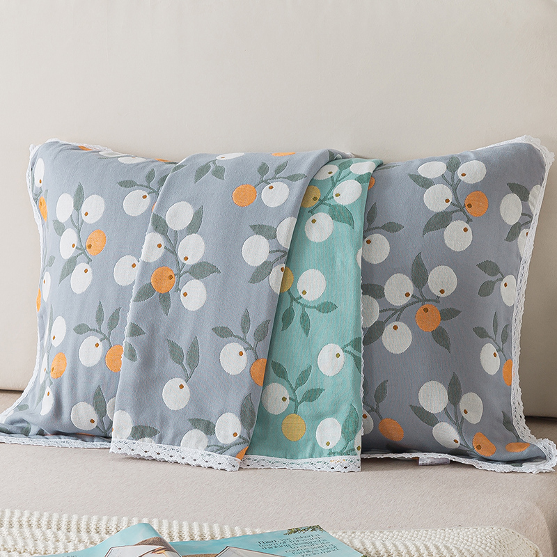 单人枕套纯棉纱布小清新田园风