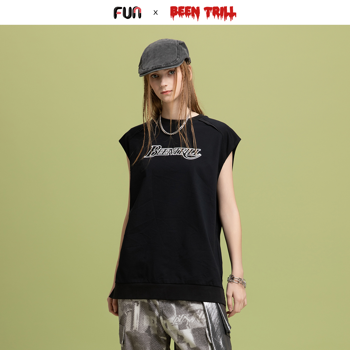 Fun2025春夏线下商场同款BeenTrill潮牌男背心宽松无袖上衣
