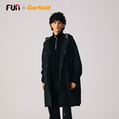 Fun加菲猫联名美式 复古连帽风衣棉服男中长款 宽松廓形外套