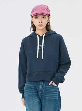 Fun商场同款时尚牛仔合体版连帽套头卫衣FMU143A0N