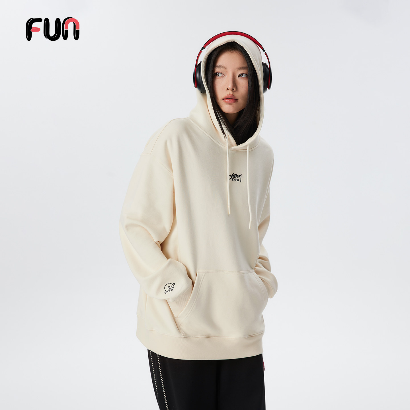 Fun2025春季万有尹力连帽卫衣运动阔腿裤男女同款,女装/女士精品,卫衣/绒衫,淘宝优惠券,粉丝福利购,淘宝优惠卷