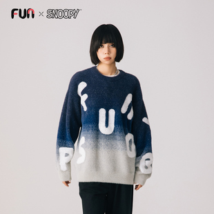 Fun2025秋冬潮牌圆领毛衣字母印花时尚宽松百搭男女情侣上衣