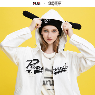 Fun25春夏线下商场同款史努比联名款狗耳朵连帽抽绳衬衫FDC251A0K