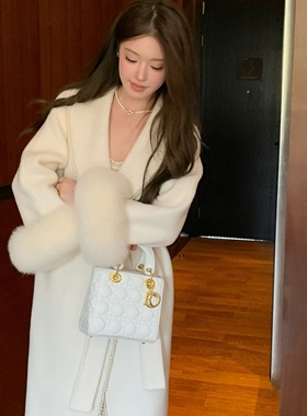 一起小众设计(配腰带可拆真狐狸毛袖毛)（含100澳毛）L-JSLL77260