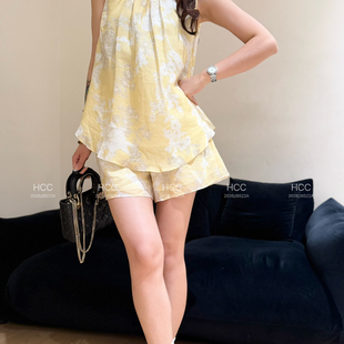 一起26夏上新苎麻提花宽松系带背心YS1 651