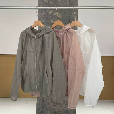 一起荷叶边凉感速干连帽休闲连帽宽松显瘦防晒短外套dz-SD12151