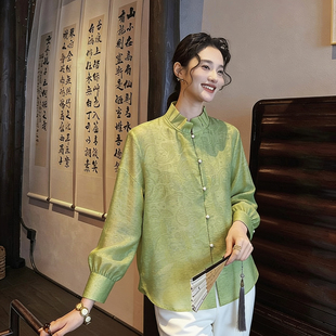 大货速发 XM01459669 小衫 一起木耳领宽松百搭气质显瘦衬衣唐装