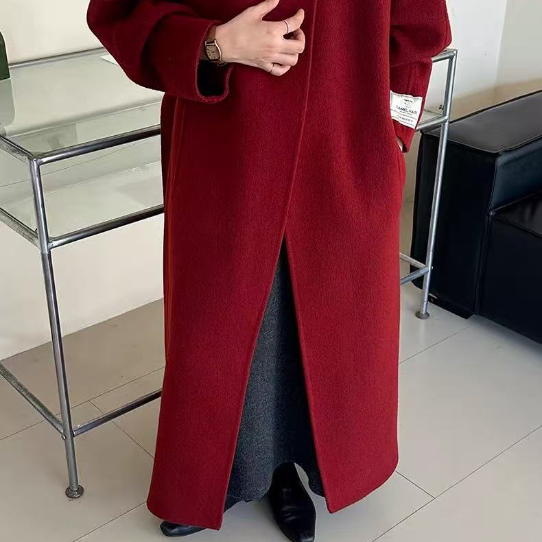 一起诞氛围红羊毛外套(配可拆卸羊毛腰带)（含100澳毛）YS2-n2992