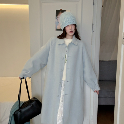 一起设计大衣羊毛外套(配腰带)（含80羊毛）(20浣熊毛)TWW2452