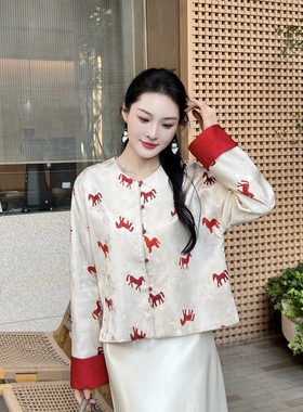 一起年早春新中式赤马提花人丝国风短外套（含60真丝）YS120-B12