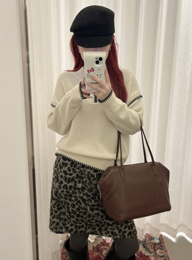 一起设计羊绒刺绣包边半拉链保暖毛衣（含43.5绵羊毛）8103-63507