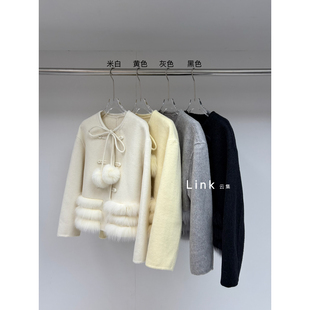 一起起羊毛外套(配真狐狸毛毛球)(口袋毛不可拆卸)W-YWN1889