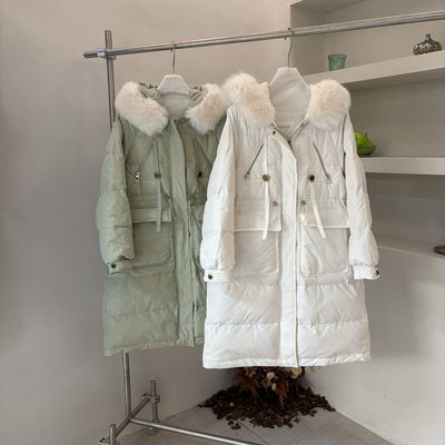 一起设计轻奢简约风中长休闲保暖羽绒服外套(配可拆仿毛毛领)533