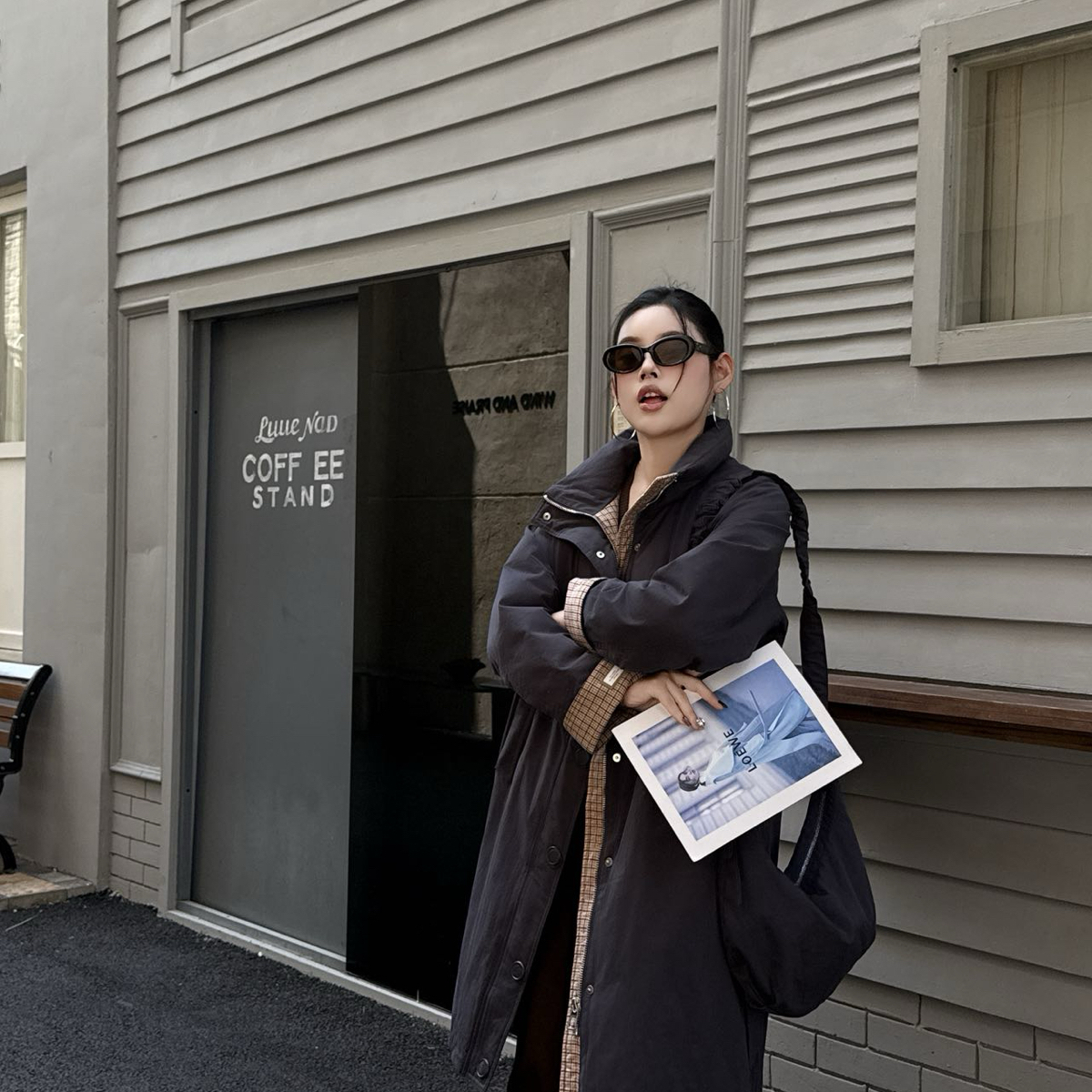 一起设计感舒适单排扣气质长款保暖羽绒服外套(配腰绳)28151