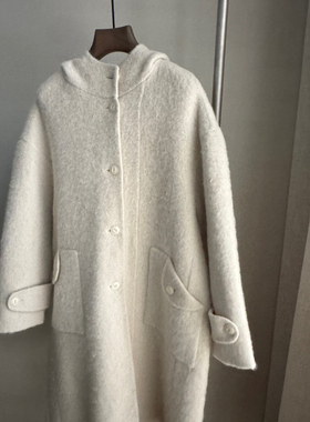 一起连帽排扣中长款轻奢羊毛外套（含70羊毛）256064PM108