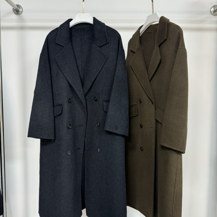 一起绒-约通勤双排扣长款西装领羊毛外套（含71.3绵羊毛）GH8804