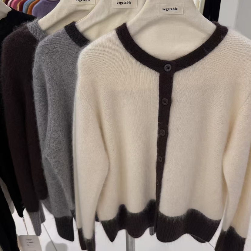 一起冬上新韩系拼色边设计宽松休闲保暖毛衣YS6-8830