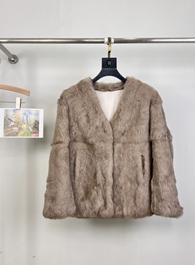 一起设计WER-V领时尚毛毛上衣保暖皮草外套（含100兔毛）HN010