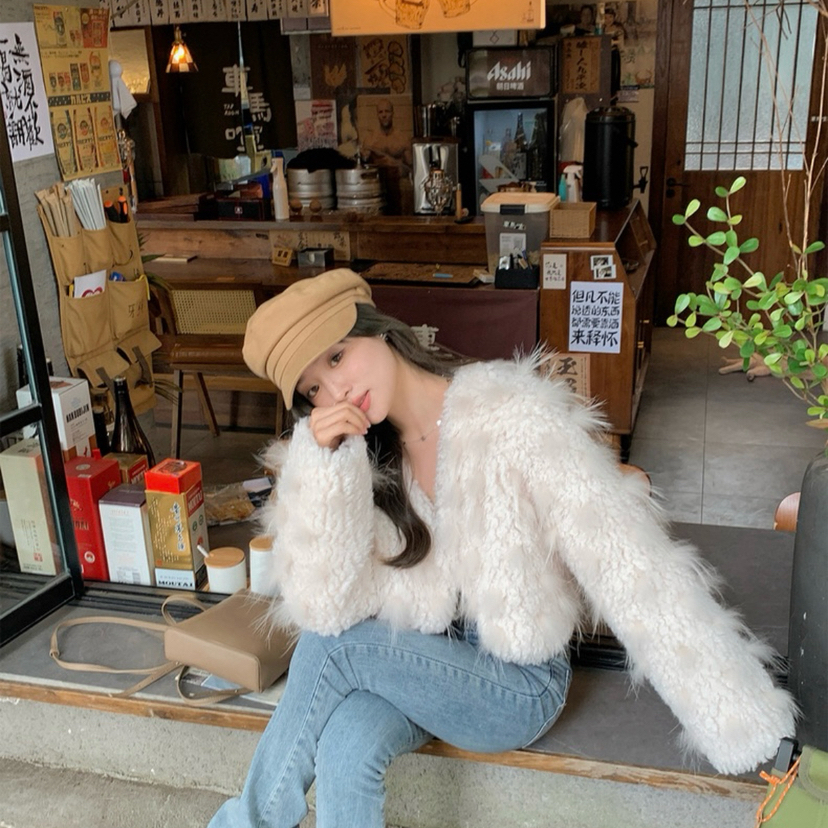 一起冬上新法式复古毛绒短款保暖皮草外套YS2-2396