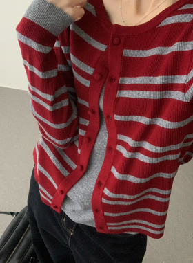 起设计假两件设计感修身针织开衫（含30.7羊毛）依诺仟一起F5533