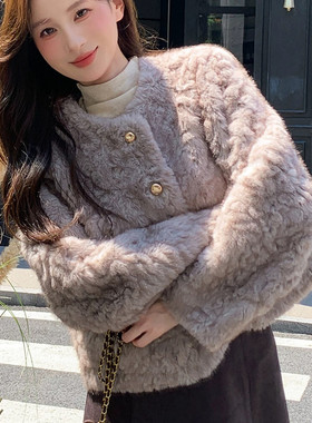 一起温柔系毛绒宽松短外套25188