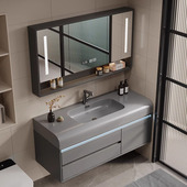 莫顿可丽耐一体盆浴室柜组合云岩石轻奢洗漱台洗手洗脸盆柜卫生间