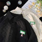 华夫格短袖衬衫男夏季宽松ins衬衫XZ221-2-C003-P55，男装T恤，星座218