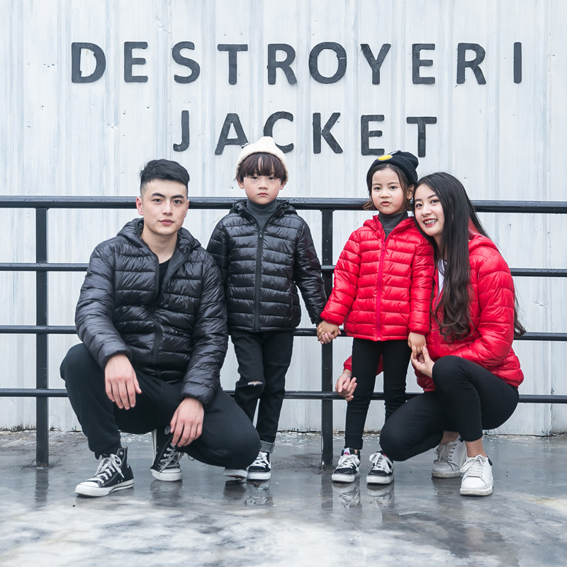 儿童轻薄棉袄加大胖男童女童棉衣羽绒棉服童装亲子装秋冬棉服外套