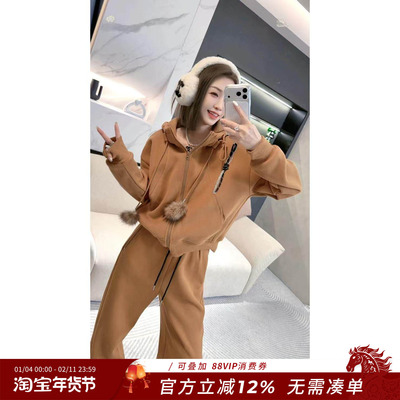 【熙薇SIVI】2025冬季新款时尚加绒休闲卫衣外套H6284