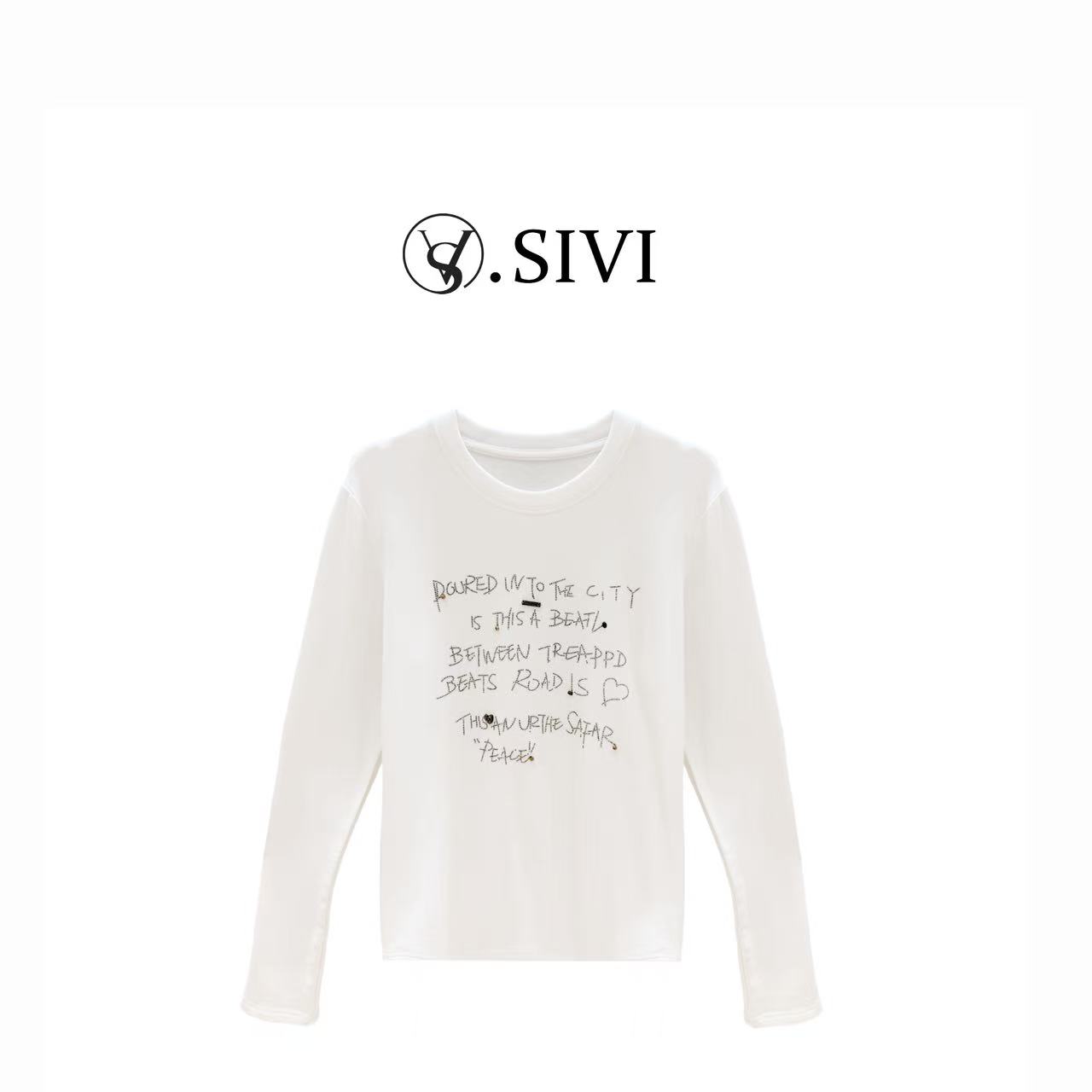 熙薇【星序密语】2025冬季新款休闲磨毛加厚重工T上衣H6340