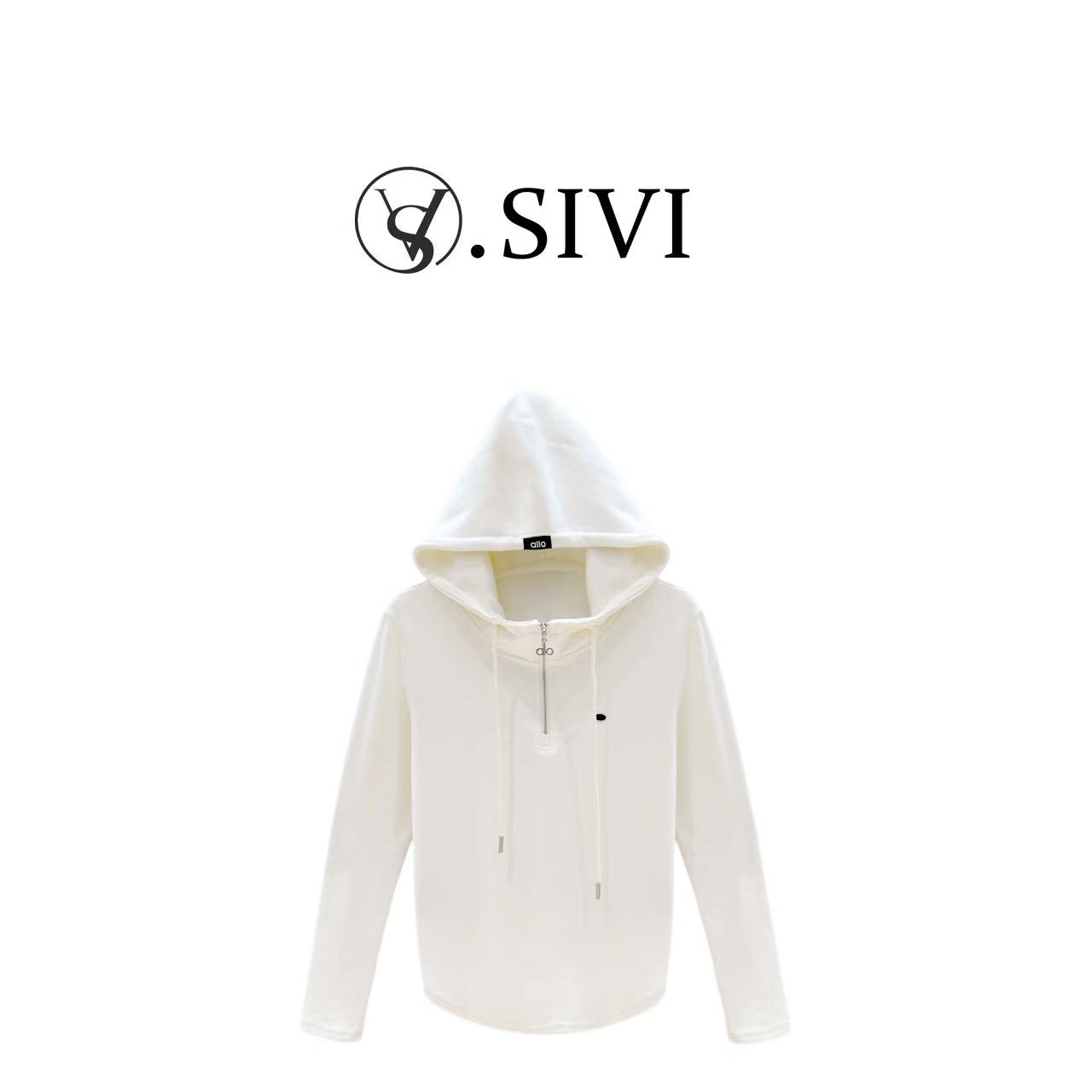 熙薇SIVI帽衫女士秋冬新款时尚双面绒半拉链加厚潮牌帽衫