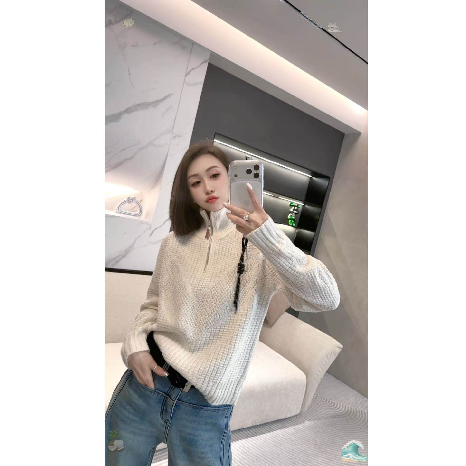 熙薇【流苏漫舞】2025新款时尚百搭休闲半拉链高领毛衣H6207